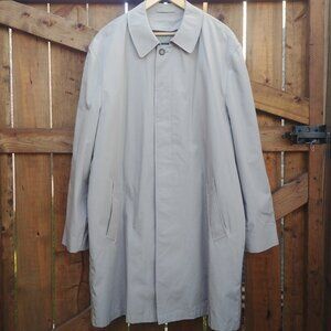 London Fog beige tan beltless trench coat Mens XL Long with removable wa…